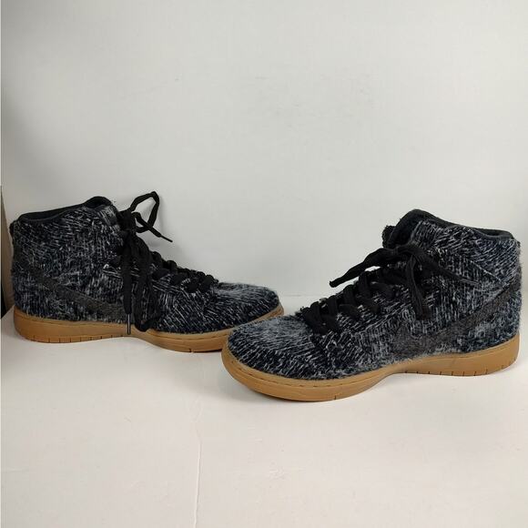 Nike SB Dunk High Warmth Pack Black Wool Gum Sneakers Men's Size 11 RARE 2014 - Picture 3 of 8